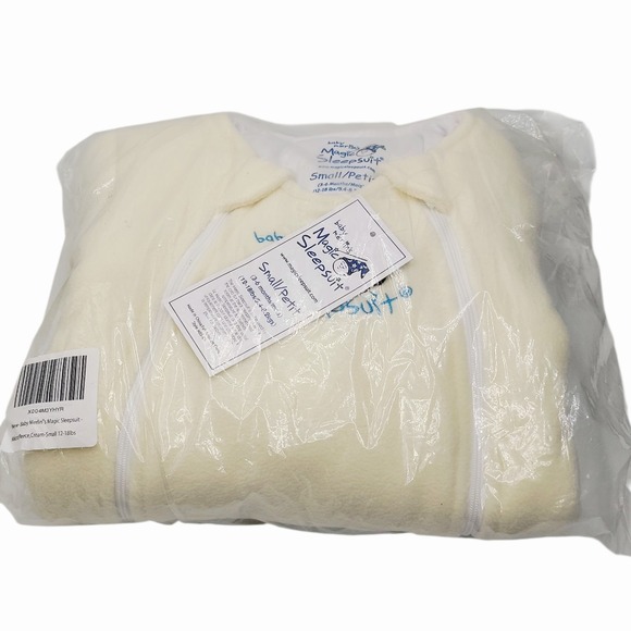 NWT Baby Merlin's Magic Sleepsuit Small 12-18 lbs Cream Fleece Baby 3-6 Months - Picture 1 of 2